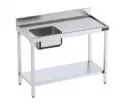 Table de prparation en inox avec tagre anti-ruissellement  1200mm